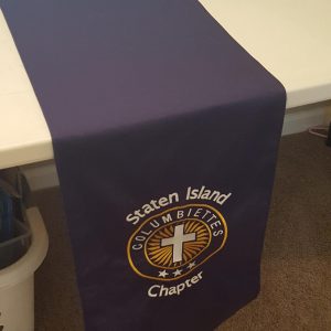 Embroidered Table Runner 5ft pointed with Columbiette Emblem